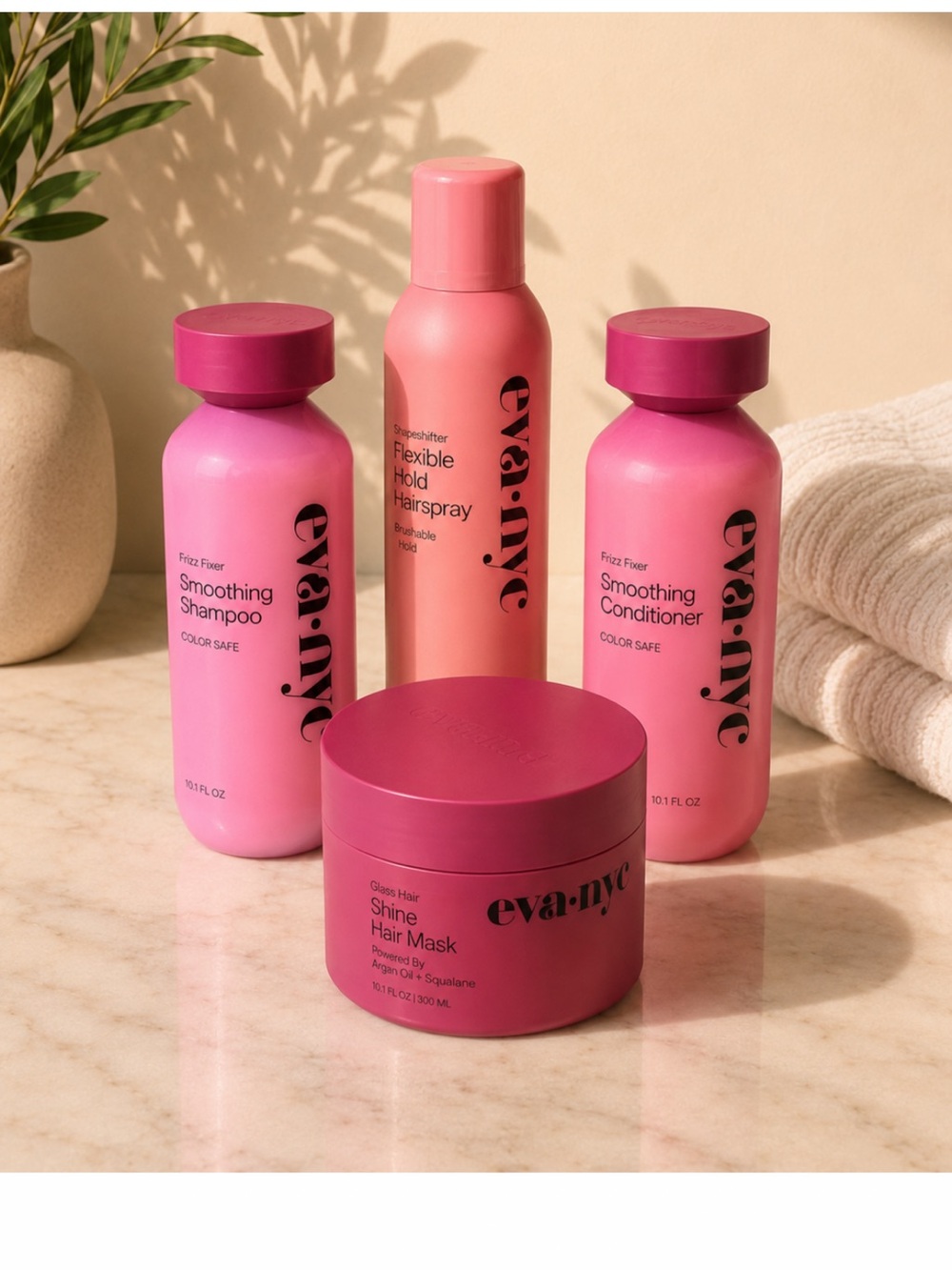 Eva•nyc Frizz Fixer Shampoo, Conditioner, Mask, Hairspray Complete Hair Care Set